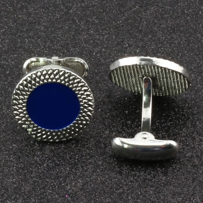Запонки круглые металлические с синей эмалью для мужчин и женщин|metal cufflinks|cufflinks for