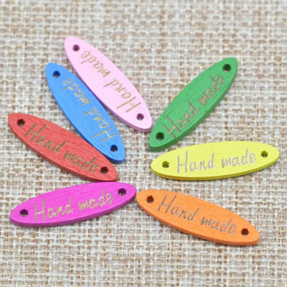 Multicolor KALASO 50 шт. этикетки ручной работы резные деревянные кнопки этикетки 2 отверстия для шитья DIY ремесла принадлежности для шитья Вязание аксессуары - Цвет: Multicolor