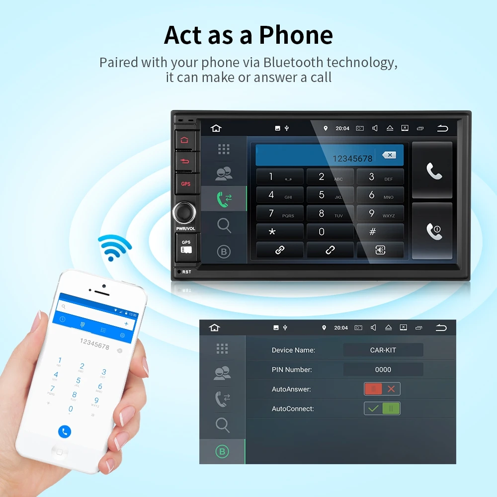 WE7003 Автомобильный мультимедийный плеер Android 9 0 1080P HD экран 2 Din FM AM RDS радио gps Wifi DVR