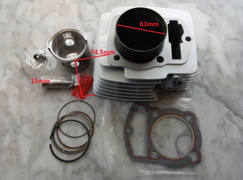 63 мм LONCIN CR5 LX200 12 13 22 GP200R CB200 комплекты цилиндра мотоцикла с поршнем и 15