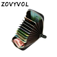 zovyvol unisex genuine leather zipper credit card holder id and credit card holders 11 color blocking wallets with rfid 2021