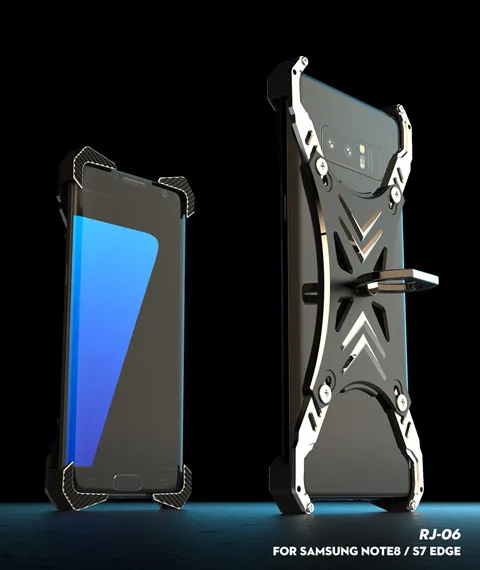 Для samsung Galaxy Note 8 чехол-подставка R-just RJ06 металлический жесткий чехол-держатель для телефона чехол с ЧПУ для Note8/S7 Edge противоударный - Цвет: Черный
