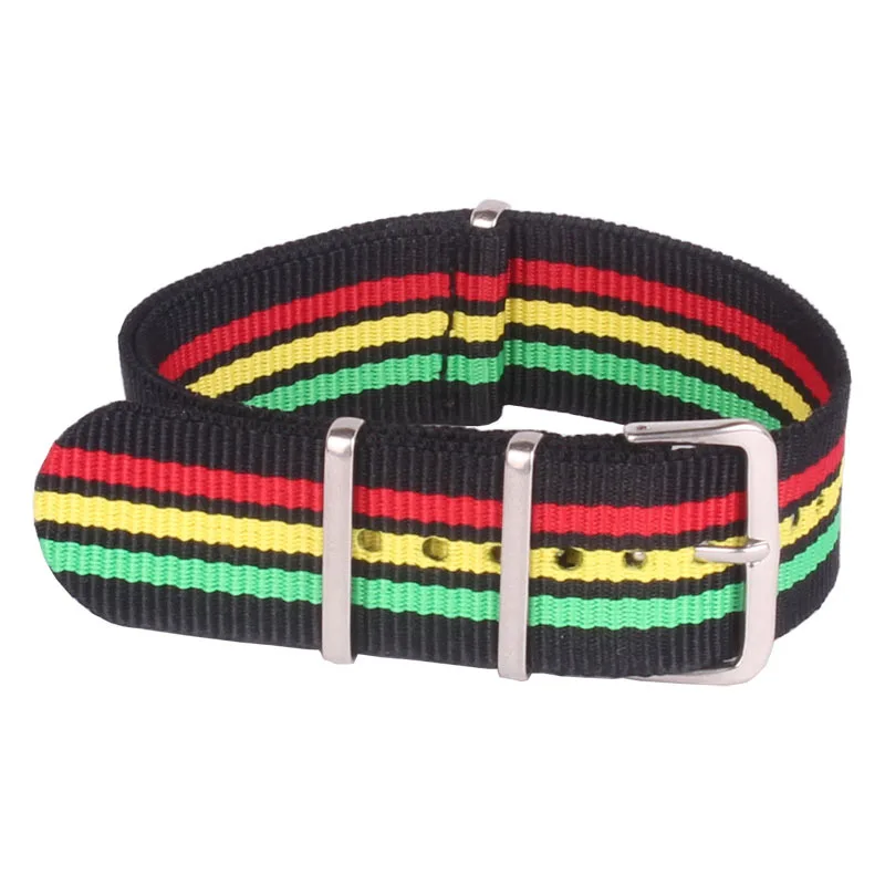 

Wholesale 18 mm Black Red Yellow Army Military Sports nato fabric Nylon watchband Watch Strap accessories Bands Buckle belt 18mm