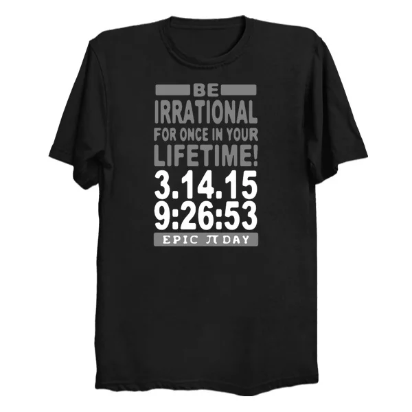 Новая мужская футболка с принтом хлопковая Epic Irrational Pi Day круглым вырезом коротким