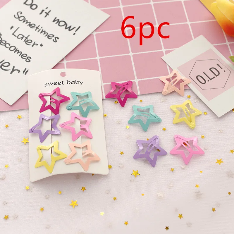 6pc Random 2 шт. 32 мм в форме звезды детские заколки для волос заколки для девочек милые заколки для волос разноцветный яркие заколки для волос аксессуары для волос - Цвет: 6pc Random