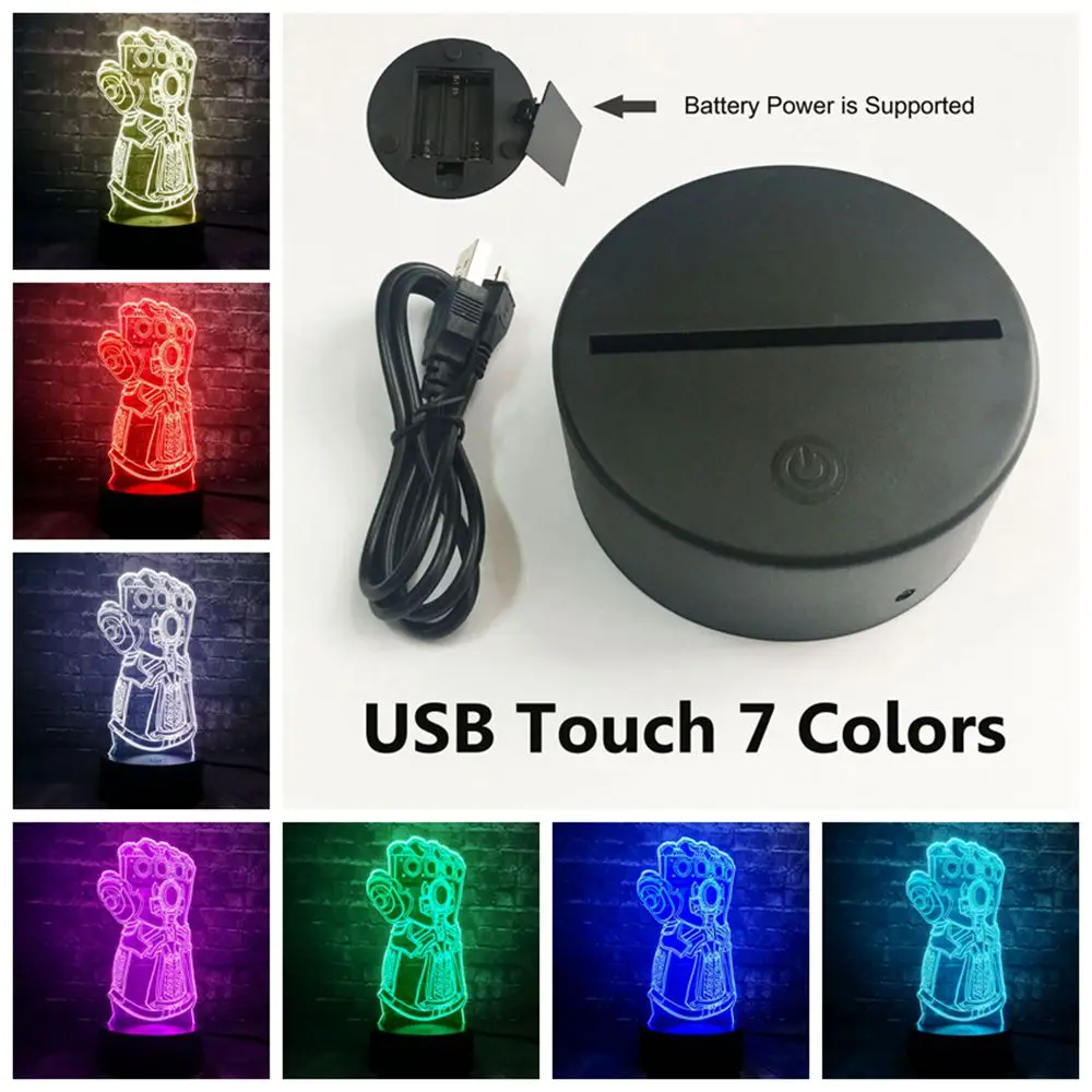 USB Touch 7 Color Креативный Lava фильм «мстители» Marvel Super Hero Thanos Body светодиодный Декор для комнаты мальчика 7 цветов USB зарядка Ночник подарок для друга - Испускаемый цвет: USB Touch 7 Color