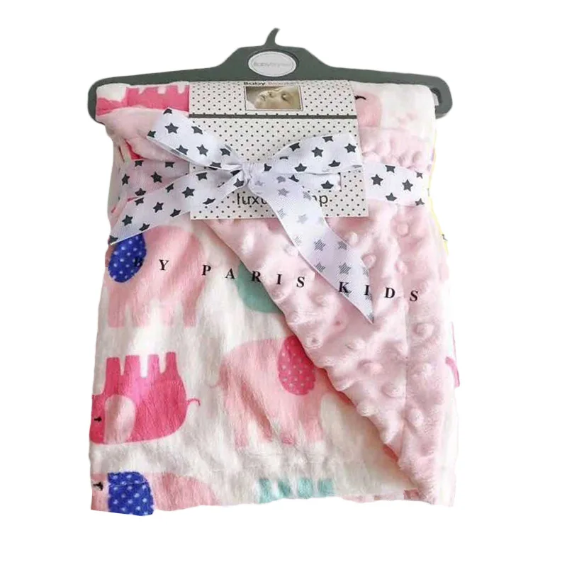 Baby Swaddle Blanket Newborn Soft Fleece Bubble Dot Cover Blanket Kids & Children 2 Layers Flamingos Winter Bedding 75*120 CM
