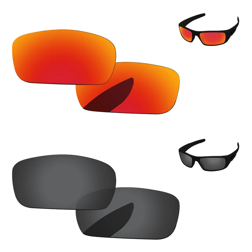 

Черный и огненный красный 2 пары Поляризованные Сменные линзы для коленчатого вала Солнцезащитные очки Рамка 100% UVA и UVB Защита
