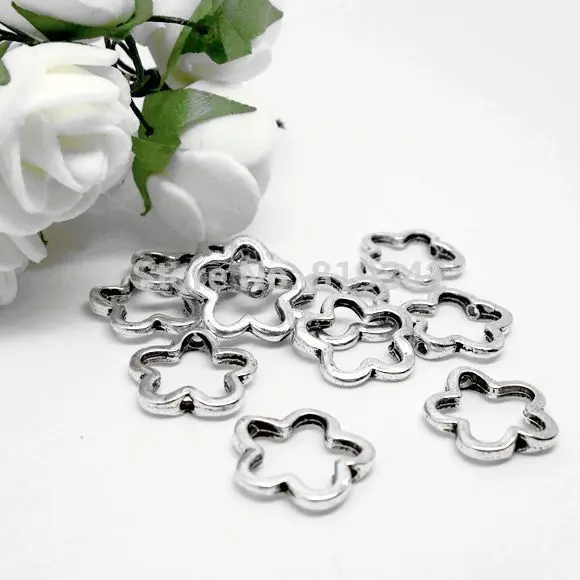 

Free Shipping 50pcs/lot 16mm Antique Silver Flower Bead Frames Jewelry Findings