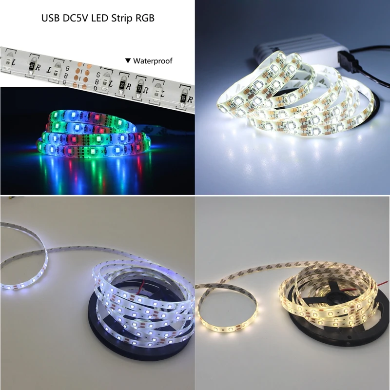 Светодиодная лента гибкая светящаяся 2835SMD для подсветки ТВ 5 В пост. тока 1/2/3/4/5 м |