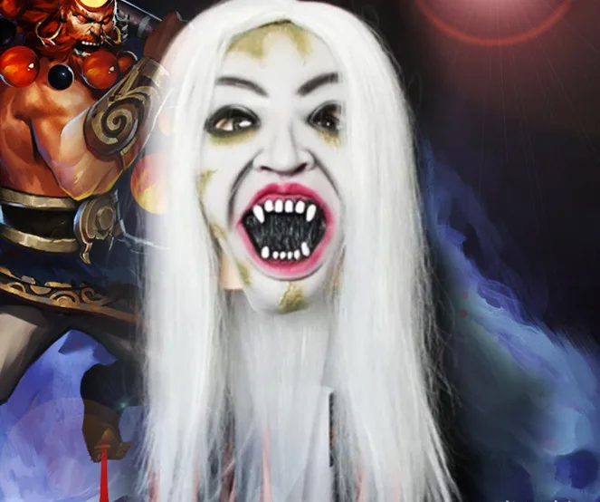 Маска для вечеринки суперстрашная маска на Хэллоуин белые волосы черные