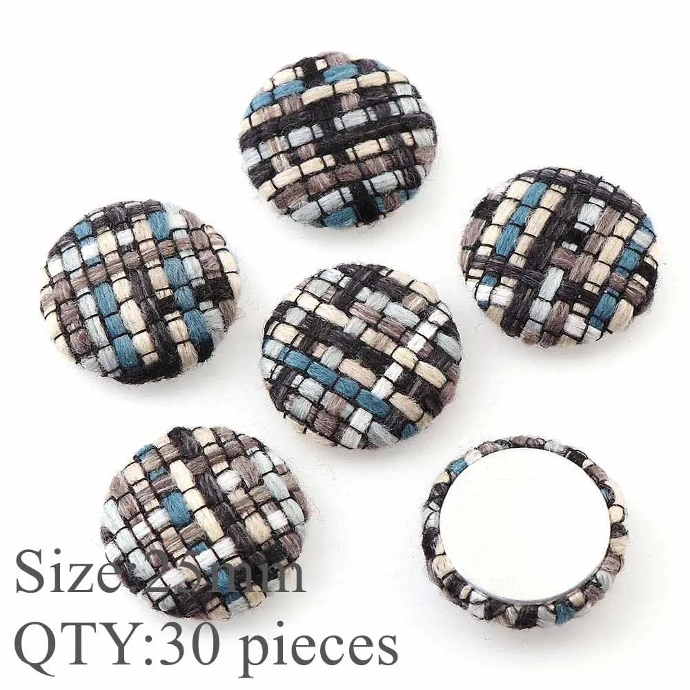 25mm 30pcs 6 видов стилей 15/20/25 мм 30-50 шт. клетчатые ткани с рисунком «гусиные лапки» Крытая круглая кнопка с плоской задней шерстяное для художественного оформления ногтей, ручная работа кнопка - Цвет: 25mm 30pcs