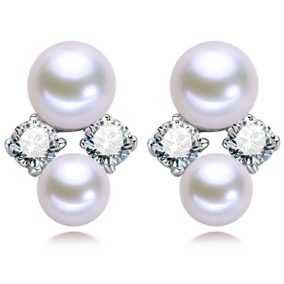 Женские Подарочные серьги с натуральным пони 925 пробы Двойные пресноводным