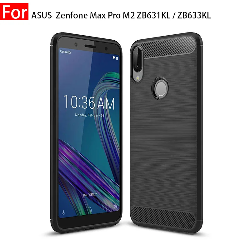 ТПУ чехол из углеродного волокна для Asus Zenfone Max Pro M2 ZB631KL s Мягкая силиконовая
