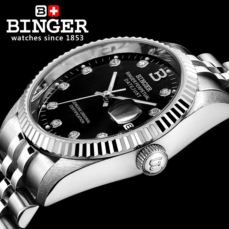 Швейцарские роскошные Брендовые Часы Бингер Мужские автоматические