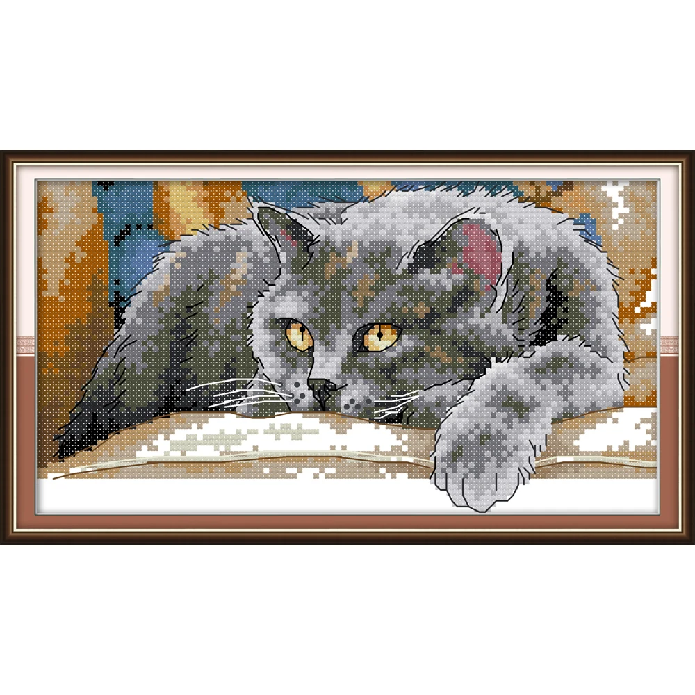 Joy Sunday Черный кот Китайский Набор для вышивки крестом экологический хлопок прозрачный штампованный Печатный 14CT 11CT DIY свадебное украшение для дома