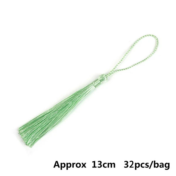 Light Green 32 шт./упак. 13 см полиэстер, шелк Ленточки отделкой бахромой(13 см) с длинным рукавом хлопковые Ленточки планки DIY пошива штор аксессуары - Цвет: Light Green