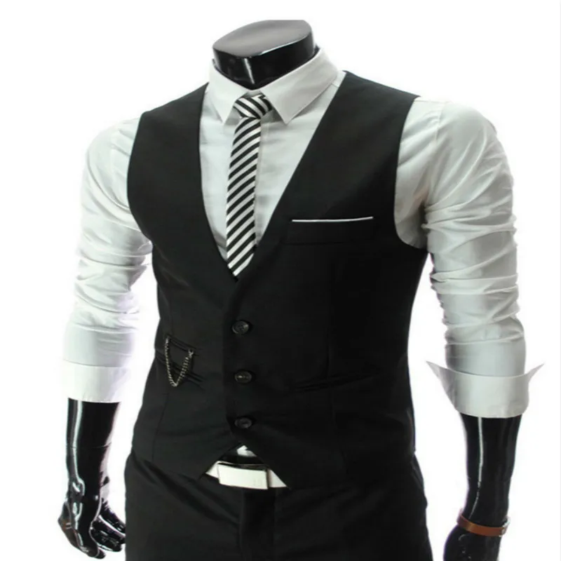 

New Men Waistcoat Mens Formal Fashion Suits Male Vest Wear Slim Fit Vests For Men Casual Gilet Homme Costume Suit
