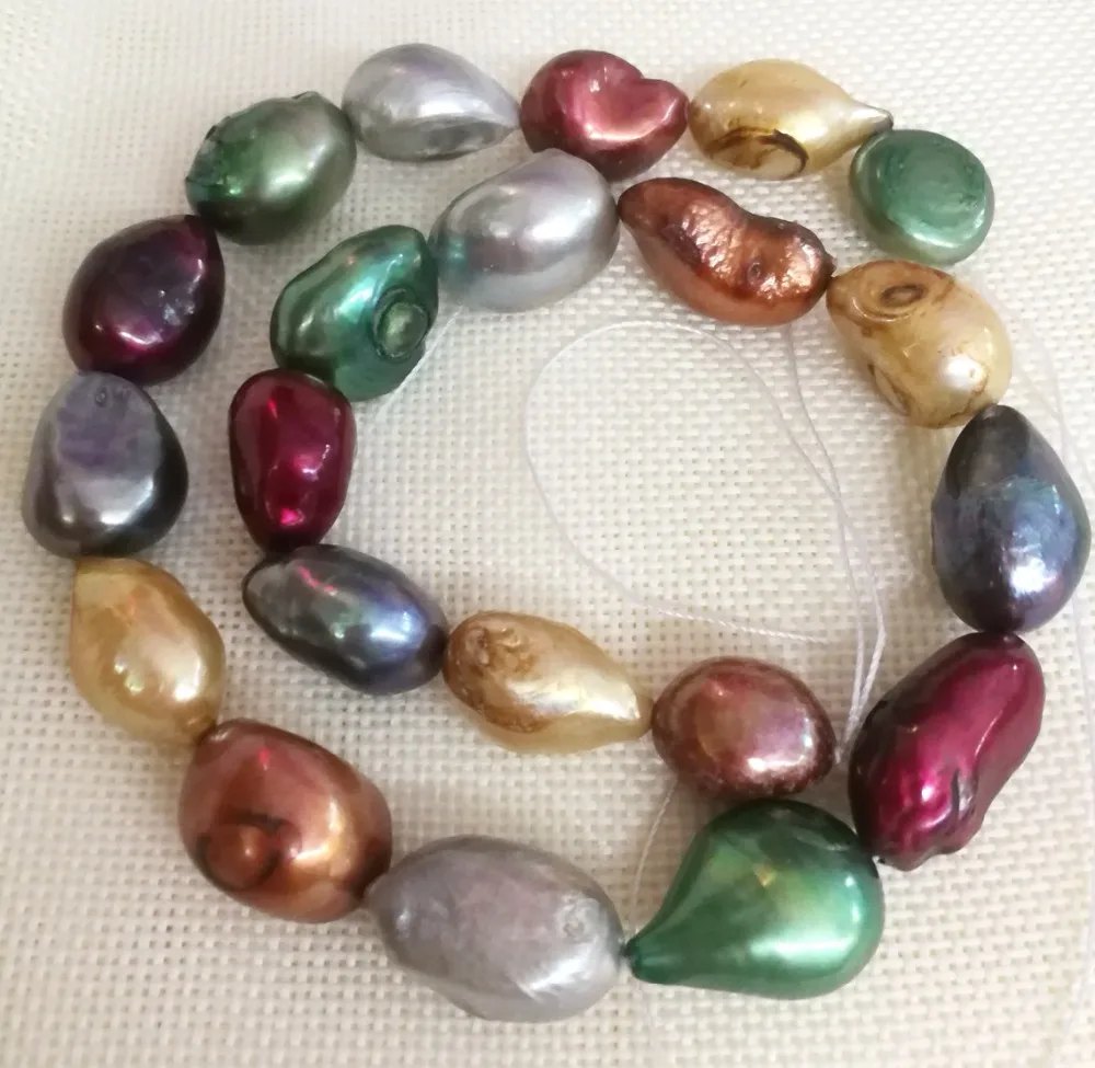 

Genuine pearl 12-18mm colorful baroque freshwater pearl loose beads DIY gift one strands Hole Approx 1mm 37CM 15''