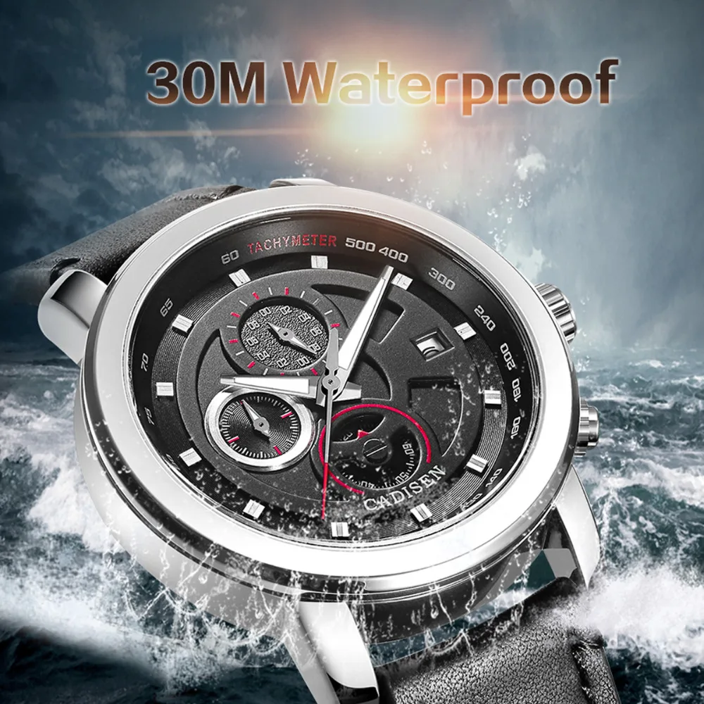Cadisen Топ люксовый бренд Watch Sport Пилот Военный Мужские часы водонепроницаемые