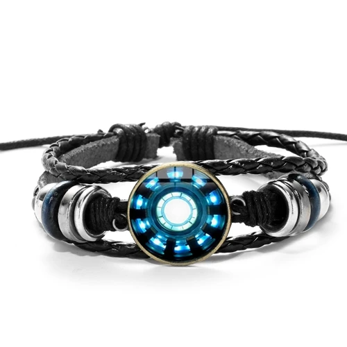 Style 4 SONGDA Marvel, Железный человек, Тони Старк, кожаный браслет, Мстители, Железный человек, дуга, реактор, 3D Рисунок, стеклянная подвеска с драгоценным камнем, браслет, браслеты - Окраска металла: Style 4