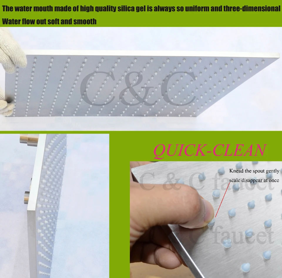 20 дюймов LED 3 вида цветов набор для душа с дождевой насадкой металлический