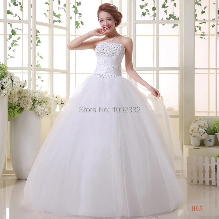 

t 2016 plus size women new stock Bridal gown wedding dress tube top slim princess lace up scalloped sleeveless A89