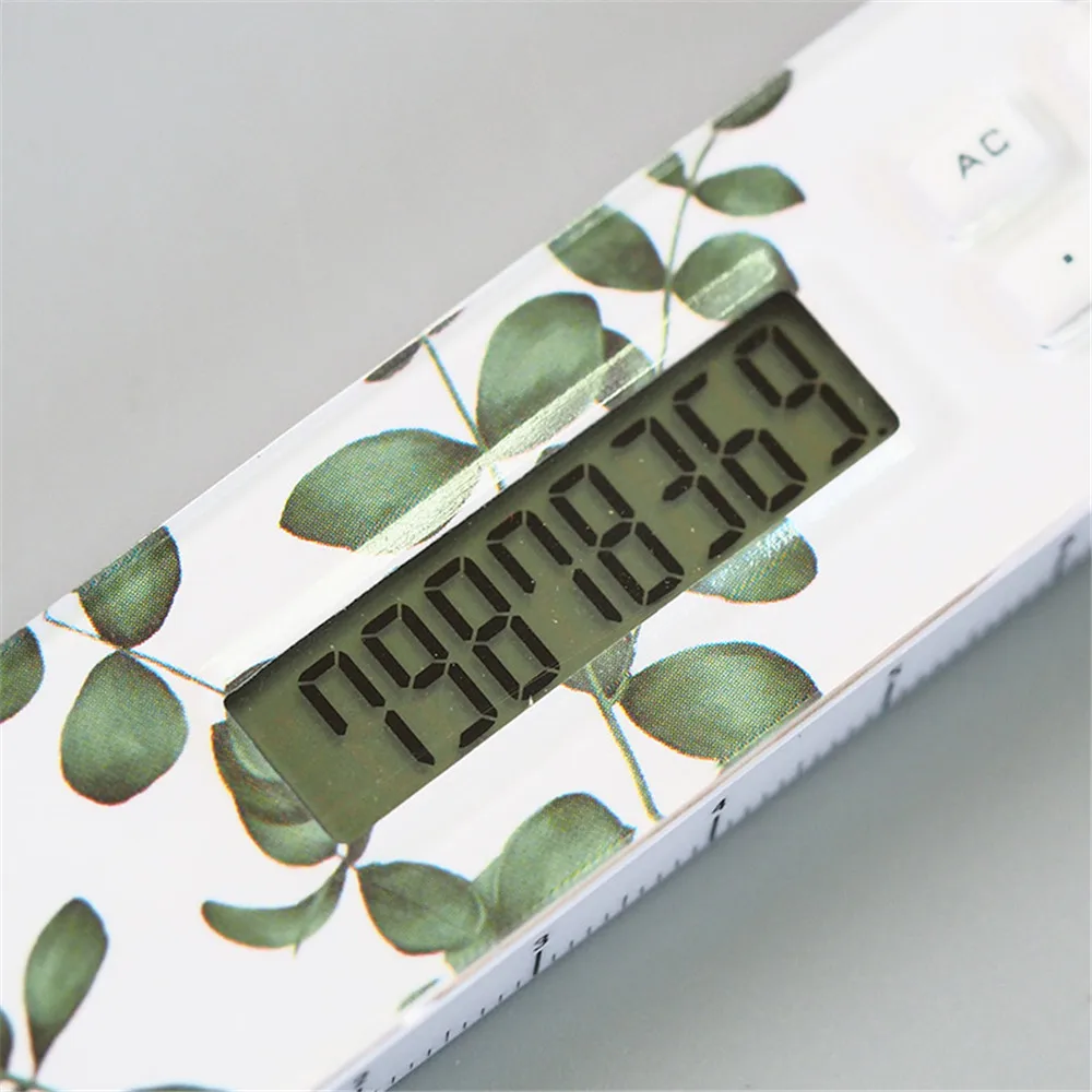 Novelty Green Plants Ruler Calculator Multifunction Straight Precision Measuring Tool Office School Supplies Kawaii Stationery