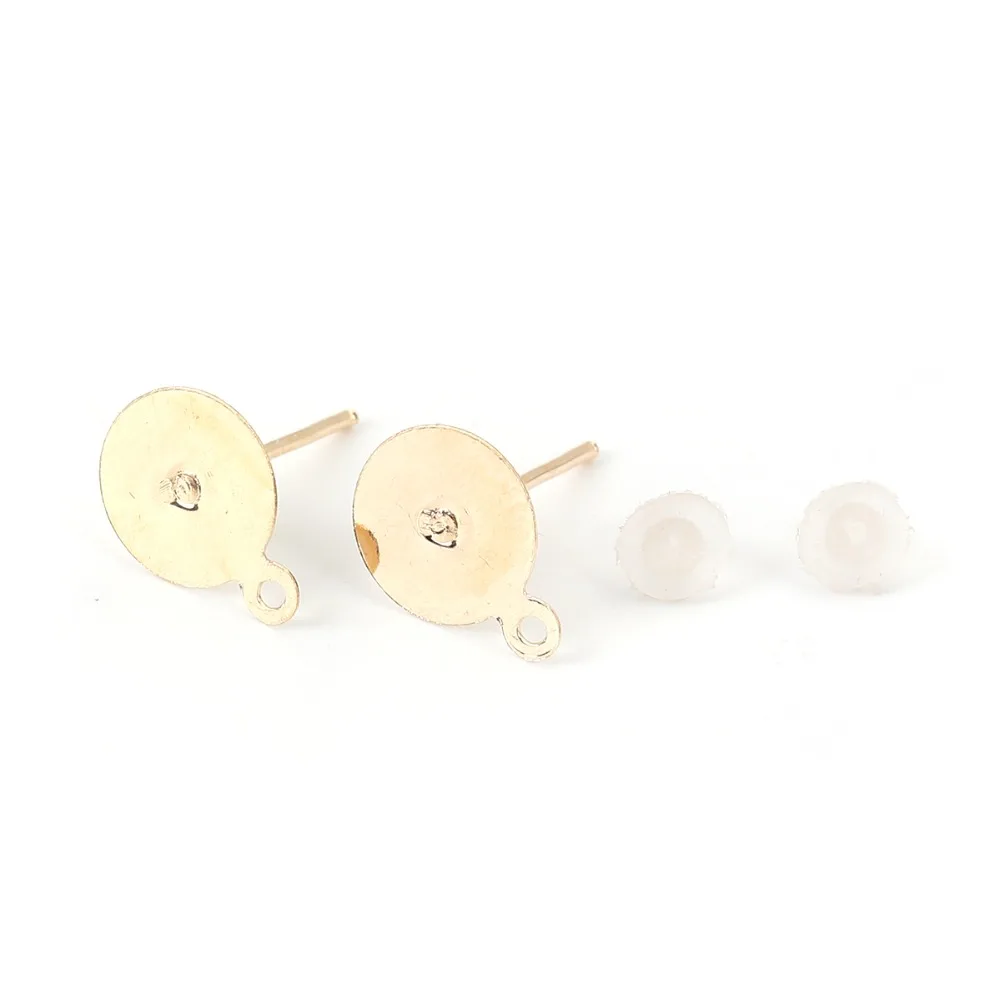 Серьги пусеты DoreenBeads сплав на железной основе круглые серьги золотого и