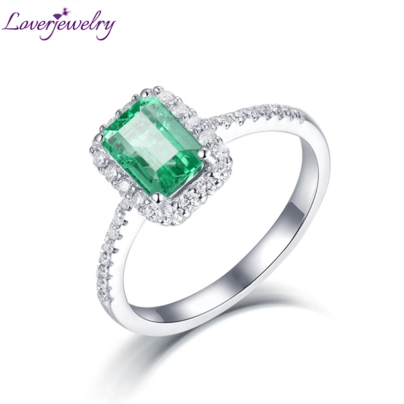 Женское кольцо из 2020 натурального изумруда LOVERJEWELRY обручальное белого золота 18