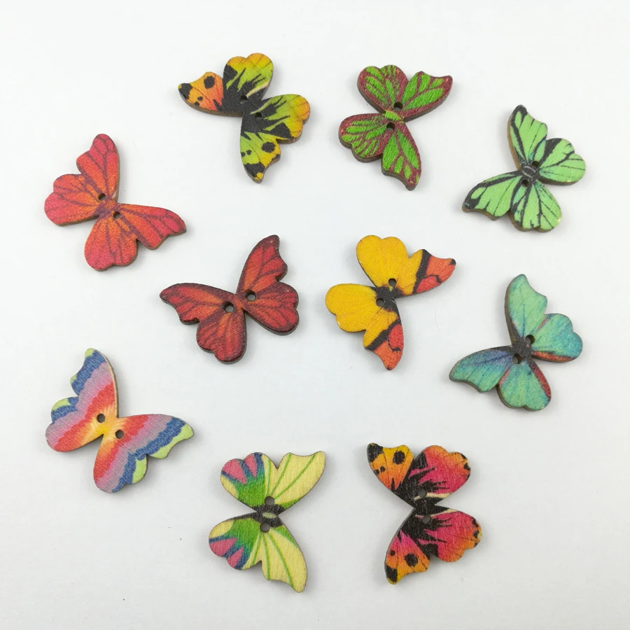 10 шт. деревянные декоративные пуговицы в виде бабочек|mixed butterfly wooden buttons|scrapbooking
