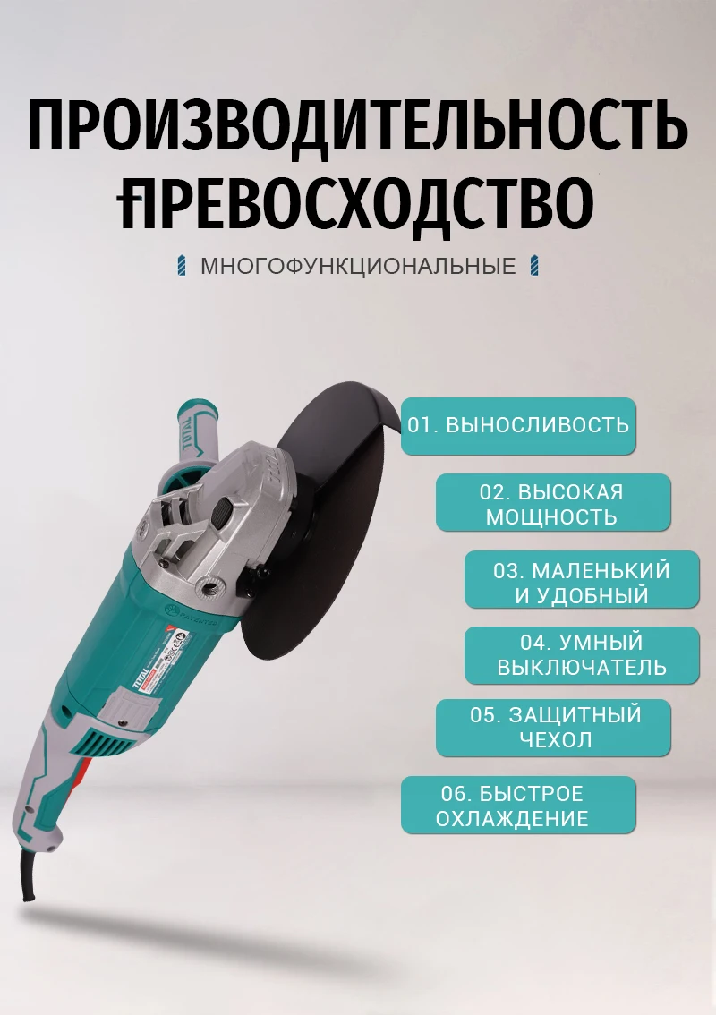 Угловая шлифовальная машина 2400 Вт 6300 об/мин 50 Гц электроинструменты для дома сделай сам ремонт плотник гараж команда TG1252306