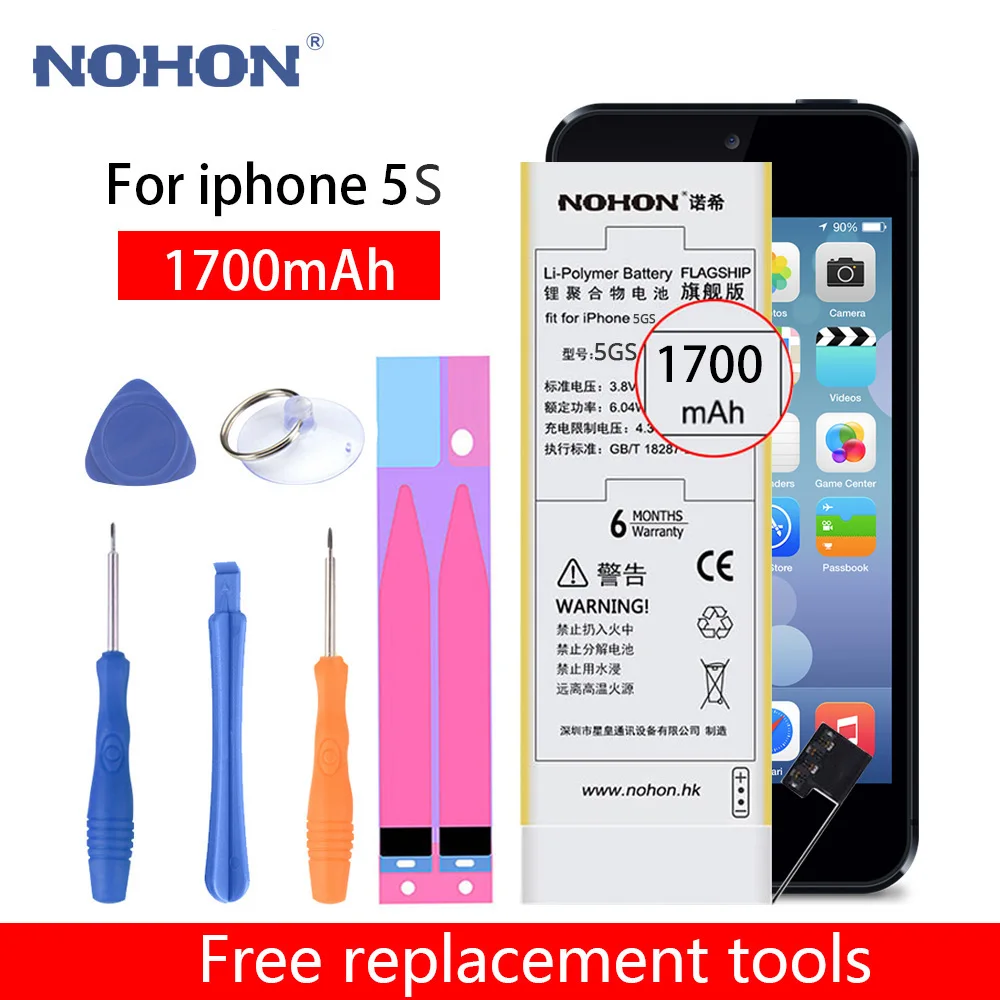 Оригинальная батарея NOHON Bateria для Apple iPhone 5S 5C 5GS литий ионная запасная 1700 мАч Batarya