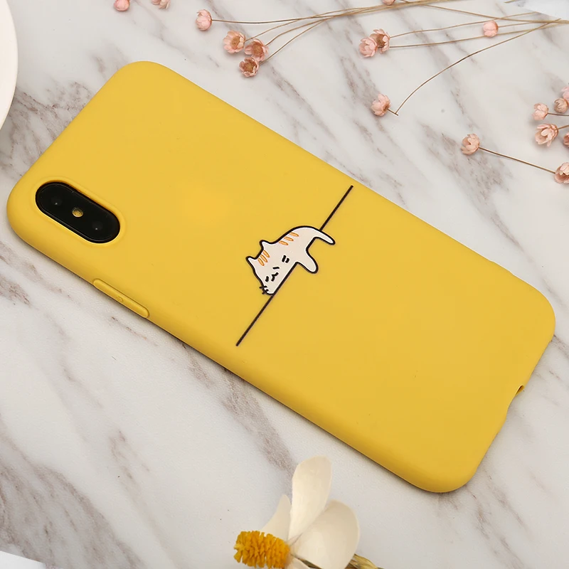 Милый желтый чехол с жирафом котенком для iPhone X XR XS Max 5 5S SE 6 6S 7 8 Plus iphone 11 Pro оболочка