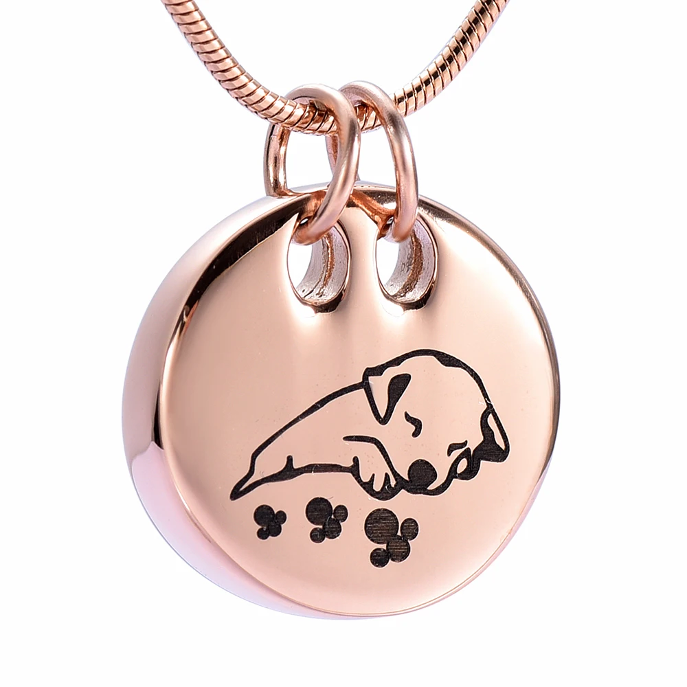 

IJD9941 Stainless Steel Sleeping Dog Cremation Memorial Souvenir Pendant for Ashes Urn Keepsake Necklace Jewelry