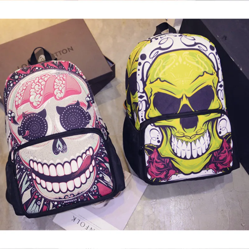 Personality graffiti skull student bag Fashion human skeleton personality Backpacks casual unisex backpack Trend Travel Bag | Багаж и