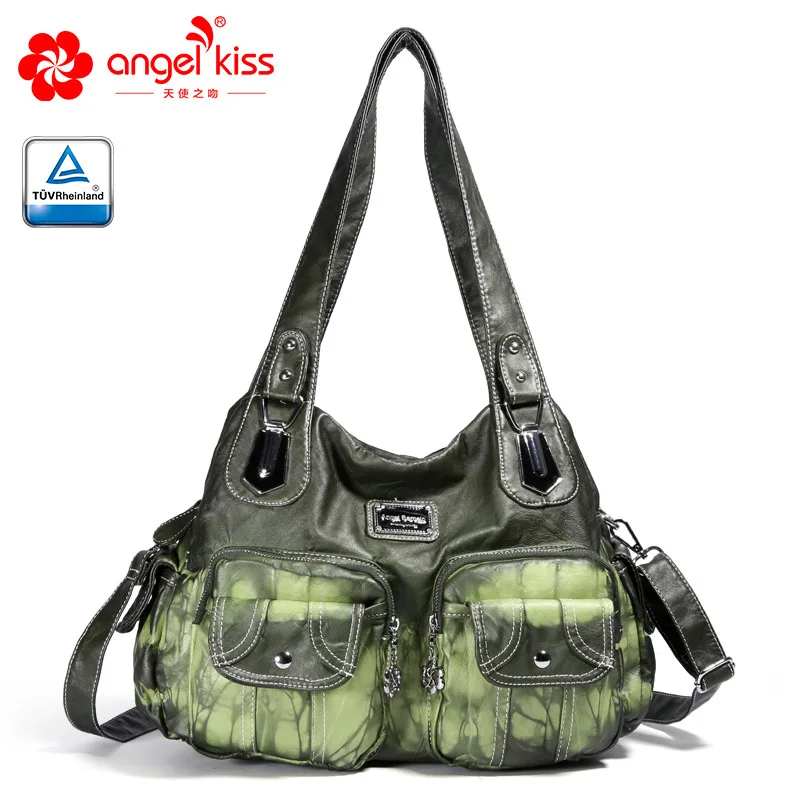 Green Angelkiss Брендовая женская сумка из мягкой кожи, модная сумка через плечо, летняя новая женская сумка - Цвет: Green