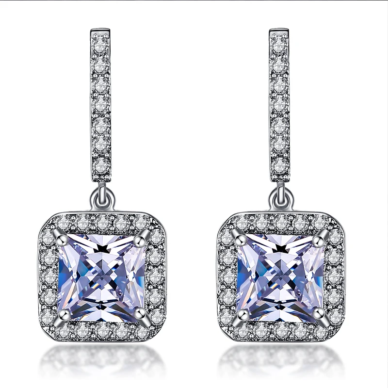 Стразы AAA ювелирные наборы изделия белого золота ожерелье серьги квадратное