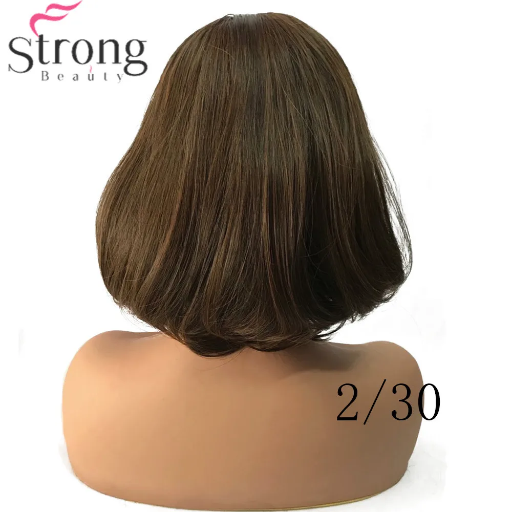 StrongBeauty женский синтетический парик Средний Боб волосы черный/темно-коричневый с челкой натуральные парики