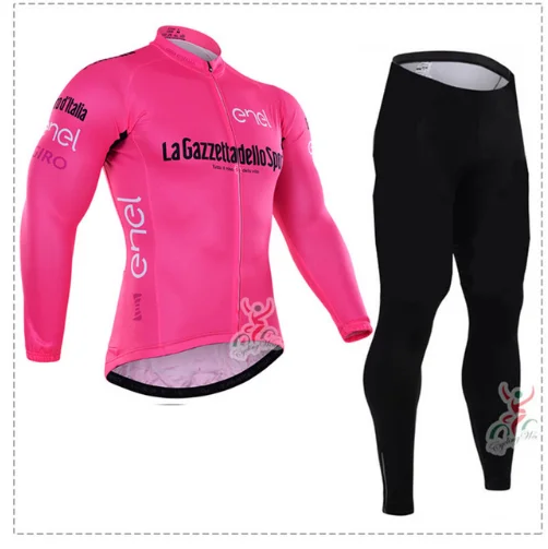 Черный Tour de Italia зимний теплый флисовый Ciclismo Jersey de Manga Larga Caliente Del Invierno Bike Ropa Ciclismo de Bib Set - Цвет: Черный