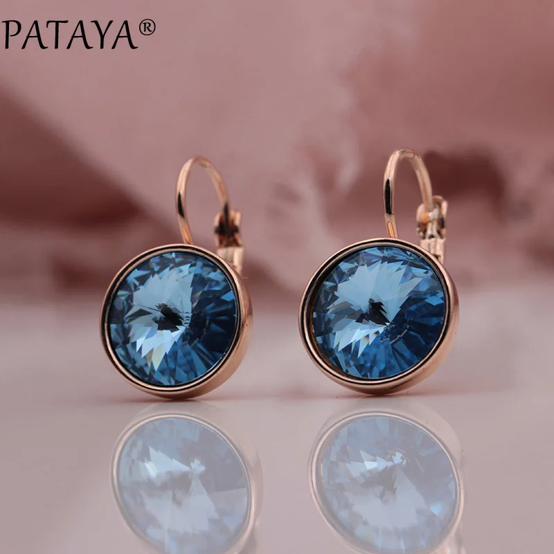 Женские Висячие серьги PATAYA 328 Anniversary 585 розовое золото 8 цветов с круглыми