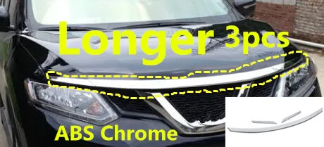 ABS chrome 3pcs Автомобиль гарнир гриль капот передний двигатель машина решетка верхняя крышка капота Накладка для Nissan X-trail xtrail T32/Rogue - Цвет: ABS chrome 3pcs