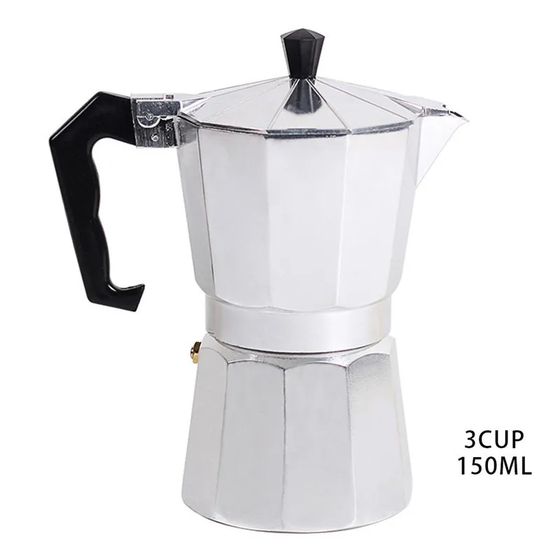 150ml Домашняя алюминиевая плита, Moka чайник, Кофеварка, Итальянская Кофеварка Expresso, Cafeteira Mocaccino Percolator 50-600 мл - Цвет: 150ml
