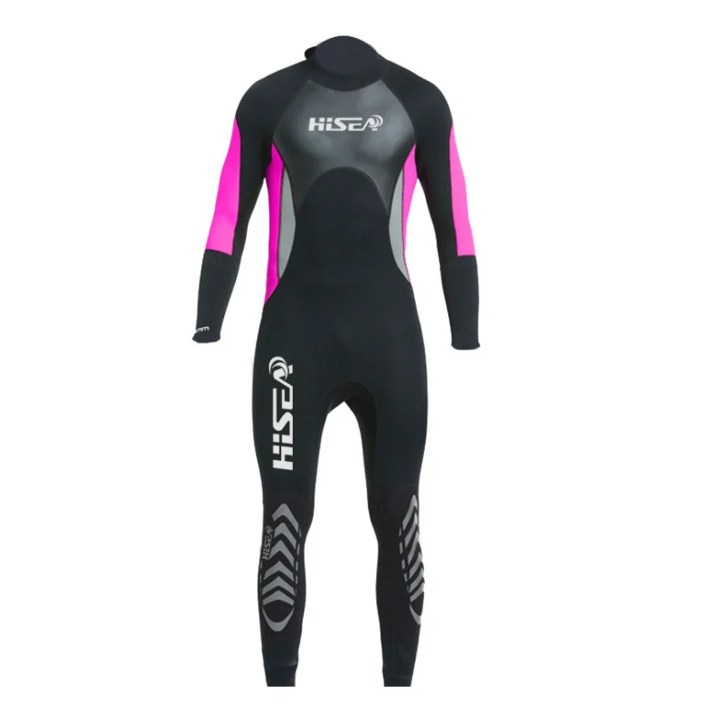 安い Hisea 3 ミリメートル女性ウェットスーツ UV 保護ワンピース長袖フルボディネオプレンスキューバダイビングサーフィンシュノーケリングダイビングスーツ