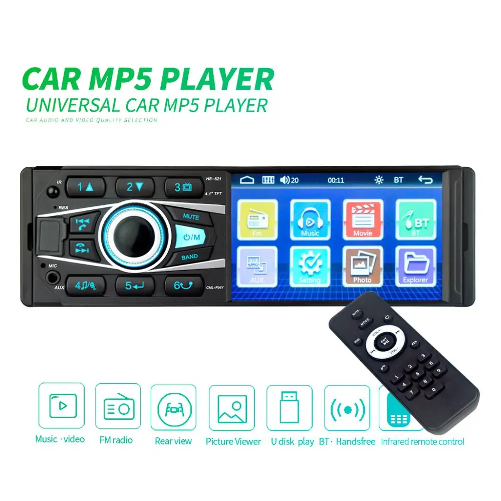 4 1 &quot1 Din Bluetooth универсальный автомобильный MP5 плеер USB TF карты AUX FM радио MP4 аудио