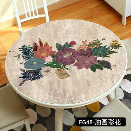 FG48 Высококачественная круглая скатерть в европейском стиле, водостойкая, термостойкая, на заказ, коврик для стола, мраморный, ПВХ, пластик, вечерние, для украшения стола - Цвет: FG48