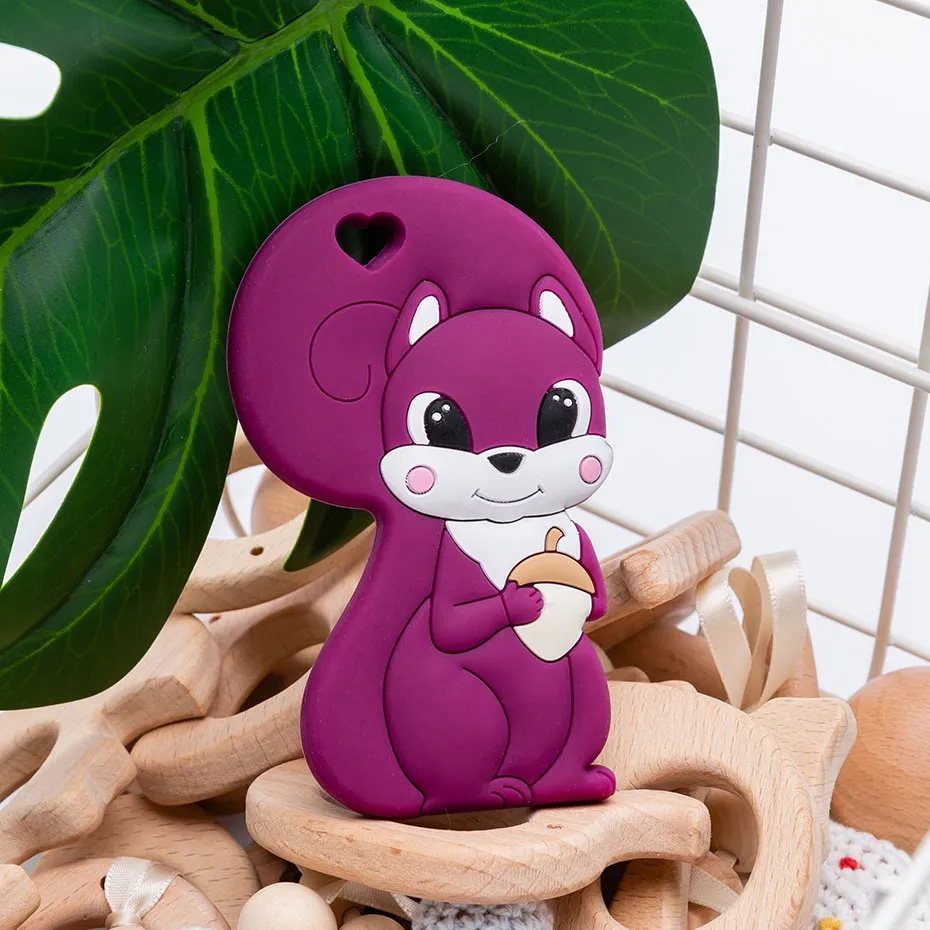 Purple Squirrel 5 шт., не содержит бисфенол, силиконовый Прорезыватель для зубов, миниатюрный стержень для детей, безопасный пищевой силиконовый кулон для грызунов, для соски, детский Прорезыватель - Цвет: Purple Squirrel