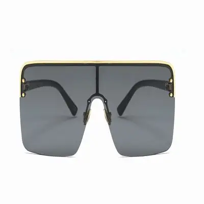 C1 Black Black HBK негабаритные Квадратные Солнцезащитные очки в стиле ретро солнечные очки с полуободковой с большой оправой Для женщин Для мужчин дизайн градиент плоский объектив UV400 - Цвет линз: C1 Black Black