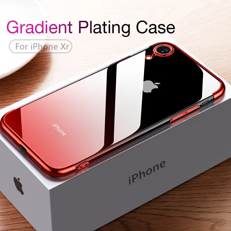 AIFFECT Gradient Plating Case for iPhone Xr XS Max Cover Transparent Silicone Luxury Aurora Soft TPU Phone |
