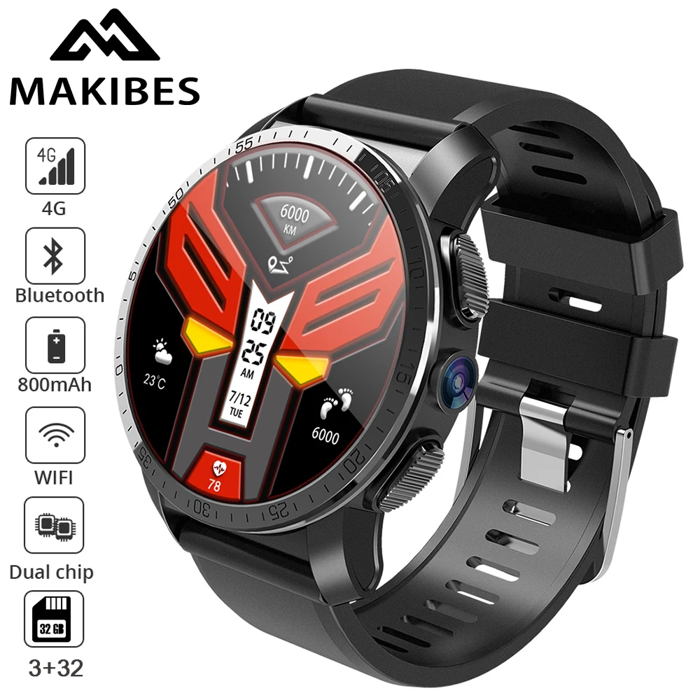Смарт часы Makibes M3 Pro 4G MT6739 + NRF52840 3 Гб 32 ГБ Android 7 1 камера 8 МП GPS 800 мАч|Смарт-часы| |